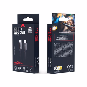 Maxlife MXUC-12 laidas USB-C - USB-C 1,0 m 60W juodas