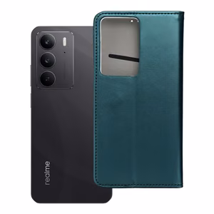 SMART MAGNETO knyginis dėklas telefonui REALME C75 tamsiai žalias