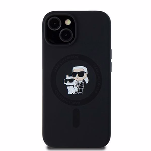 Karl Lagerfeld silikoninis Karl&Choupette magnetinis dėklas telefonui iPhone 15 Plus / 14 Plus - juodas