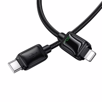 Kabelis su skystųjų kristalų ekranu USB C į USB C Hoco 3A 60W 1,2 m U146 juodas