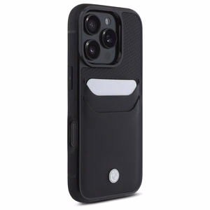 BMW odinis dėklas su kortelių skyriumi iPhone 16 Pro Max - juodas