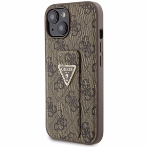 Guess dėklas telefonui su stovu Grip Stand 4G Triangle Strass iPhone 15 - rudas