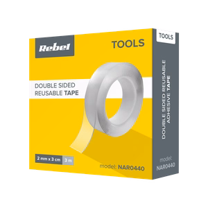 REBEL reusable double-sided nano mounting tape (2 mm × 30 mm × 3 m), transparent