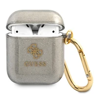 Guess GUA2UCG4GK AirPods dėklas juodas/juodas Blizgučių kolekcija