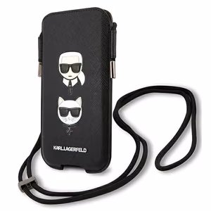 Karl Lagerfeld Saffiano Ikonik Karl&Choupette Head 6.1'' сумочка - чёрная