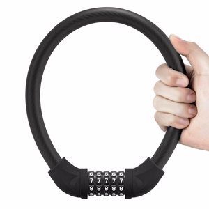 Rockbros RKS870-BK dviračio spyna su kodu ir 85 cm plieniniu trosu – juoda