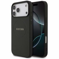Guess Grūdėtas Žiedinis Magnetinis dėklas telefonui iPhone 17 Pro Max - juoda