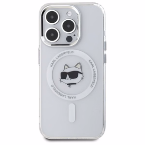 Karl Lagerfeld IML Metalinė Choupette galva MagSafe dėklas iPhone 15 Pro - baltas