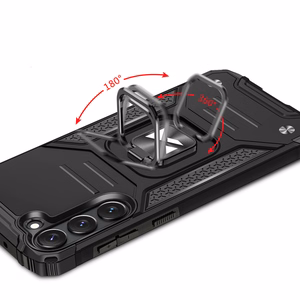 Wozinsky Ring Armor dėklas telefonui Samsung Galaxy S23+ šarvuotas dėklas su magnetiniu laikikliu ir žiedu juodas