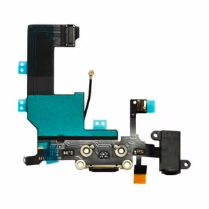 Шлейф для iPhone 5C разъём аудио и зарядки чёрный Оригинал