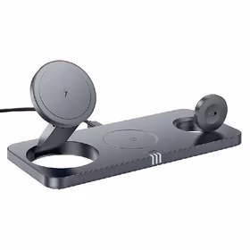 Belaidis įkroviklis Hoco 3in1 (CQ22) (MagSafe) (Phone;AirPods;Watch) 15W juodas