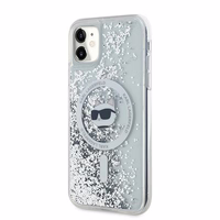 Karl Lagerfeld Skystas Blizgučiai Choupette galvos MagSafe dėklas iPhone 11 / Xr - permatomas