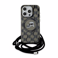 Karl Lagerfeld IML Crossbody Monogram Karl & Choupette Head Magnetinis dėklas iPhone 15 Pro Max - juodas
