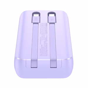 Mini išorinė baterija Joyroom JR-PBC07 20000mAh 30W su USB-C ir Lightning laidais (violetinė)