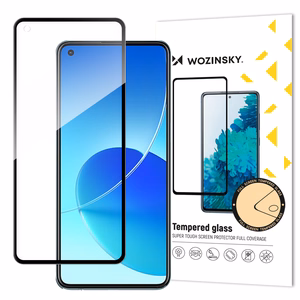 Wozinsky grūdintas stiklas su pilnu klijų sluoksniu, itin tvirtas apsauginis stiklas su rėmeliu, suderinamas su dėklu, skirtas Oppo Reno6 4G, juodas