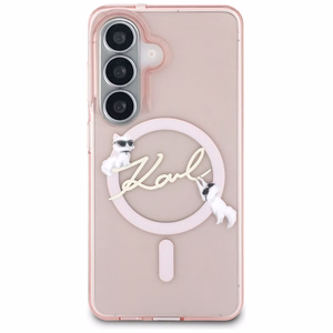 Karl Lagerfeld dėklas IML KC Script MagSafe skirtas Samsung Galaxy S26 rožinis