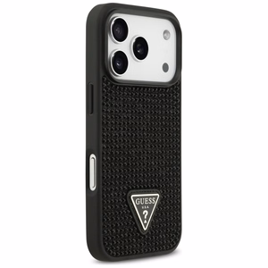 Guess Rhinestone Triangle Logo dėklas telefonui iPhone 17 Pro - juodas