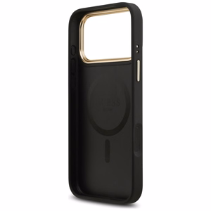 Guess Peony Hot Stamp Magnetinis dėklas telefonui iPhone 17 Pro Max - juodas