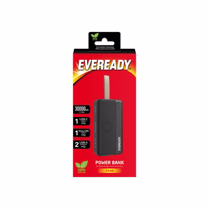 Eveready PX30B išorinė baterija, 30000 mAh, 2 × USB-A, juoda
