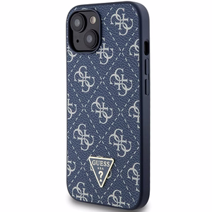 Guess 4G Triangle Metal Logo dėklas telefonui iPhone 15 Plus / 14 Plus - mėlynas