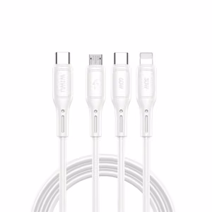 WiWU - Starlink serijos duomenų kabelis Wi-046E 3in1 USB C į USB C, Micro USB, Lightning 60W 1m - baltas