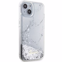 Guess Liquid Glitter Marble dėklas telefonui iPhone 14 - baltas
