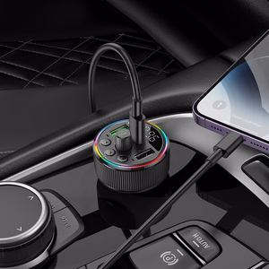 HOCO automobilinis FM siųstuvas Bluetooth 2 x USB A + Type-C PD QC3.0 30W E82 juodas