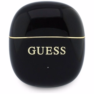 Belaidės TWS ausinės Guess Glossy Gold Line Classic, juodos