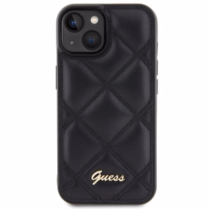 Guess Quilted Metal Logo dėklas telefonui iPhone 15 - juodas