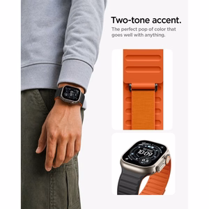 Spigen Athlex Air M dirželis Apple Watch 44/45/46/49 mm, juodas ir oranžinis