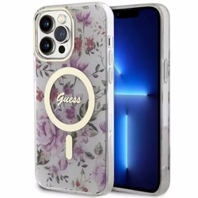 Guess GUHMP14LHCFWST iPhone 14 Pro 6.1" permatomas kietas dėklas Gėlės MagSafe