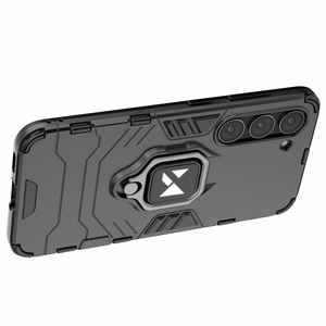 Wozinsky Ring Armor dėklas telefonui Samsung Galaxy S23 šarvuotas dėklas su magnetiniu laikikliu ir žiedu juodas