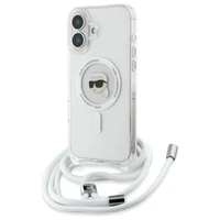 Karl Lagerfeld per petį IML Karl galvos MagSafe dėklas iPhone 16 – skaidrus