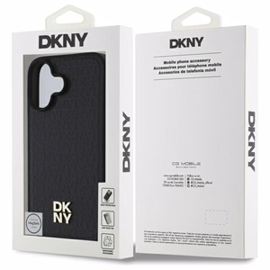 DKNY pasikartojančio rašto logotipo magnetinis dėklas telefonui iPhone 16 - juodas