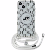 Karl Lagerfeld IML Crossbody Monogram Karl & Choupette Head Magnetinis dėklas telefonui iPhone 15 / 14 / 13 – permatomas