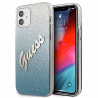 Guess GUHCP12SPCUGLSBL iPhone 12 mini 5.4" mėlynas/mėlynas kietas dėklas Glitter Gradient Script