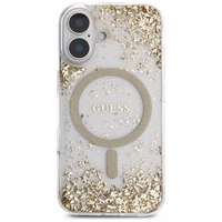 Guess HC Resin Bottom Glitter Magnetinis dėklas iPhone 16 - auksinis
