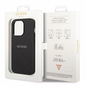 Guess Saffiano dirželis dėklas telefonui iPhone 14 Pro - juodas