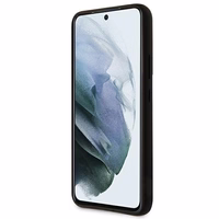 Guess GUHCS22MLSLMGBK S22+ S906 juodas/juodas hardcase Silicone Script Metal Logo