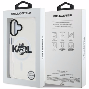 Karl Lagerfeld IML Choupette Sketch Logo Magnetinis dėklas telefonui iPhone 17 - skaidrus