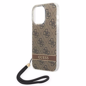 Guess GUOHCP14LH4STW iPhone 14 Pro 6.1 "rudas / rudas kietas dėklas 4G spauda Dirželis