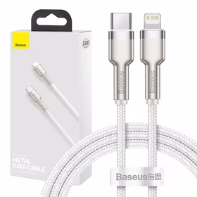 USB-C-Kabel zu Lightning Baseus Cafule, White, Power Delivery, 20W, 1m (balta)