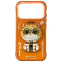 Nimmy Cool&Cute 2.0 Cat deklas iPhone 17 Pro su magnetiniu laikikliu - oranzinis