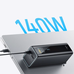 Cuktech PB200U išorinė baterija 20 000 mAh, 210 W, su 2 USB-C ir USB-A jungtimis, TFT ekranu ir 240 W USB-C laidu – juoda