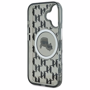 Karl Lagerfeld IML Monogram Karl & Choupette Head Magnetinis dėklas telefonui iPhone 16 - juodas