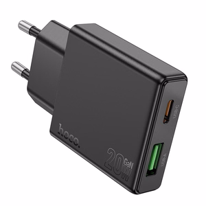 Phone charger Hoco Slim USB A + USB C QC3.0 PD 3A 20W N38 black