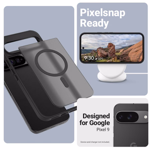 Crong Hybrid Matte Magnetic MagSafe dėklas, skirtas Google Pixel 9, juodas