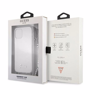 Guess GUHCP12MKC4GSSI iPhone 12/12 Pro 6.1" Skaidrus kietas dėklas 4G Sidabrinė grandinė