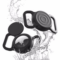 AirTag silikoninis vandeniui atsparus dėklas šuns ar katės antkakliui - juodas