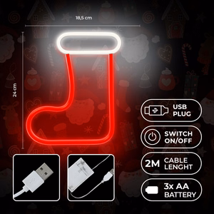Neon LED CHRISTMAS SOCK baltas raudonas FLNE23 Forever Light